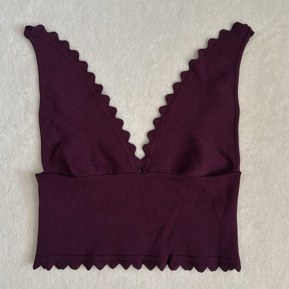 Intimately by Free People | In Bloom Scalloped Knit Brami Top OB1136855 Plum XS - Picture 16 of 16
